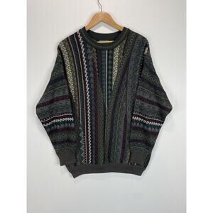 VTG Far Horizons Sweater Men Large Cosby Coogi Style 90’s 3D Knit Hip Hop
